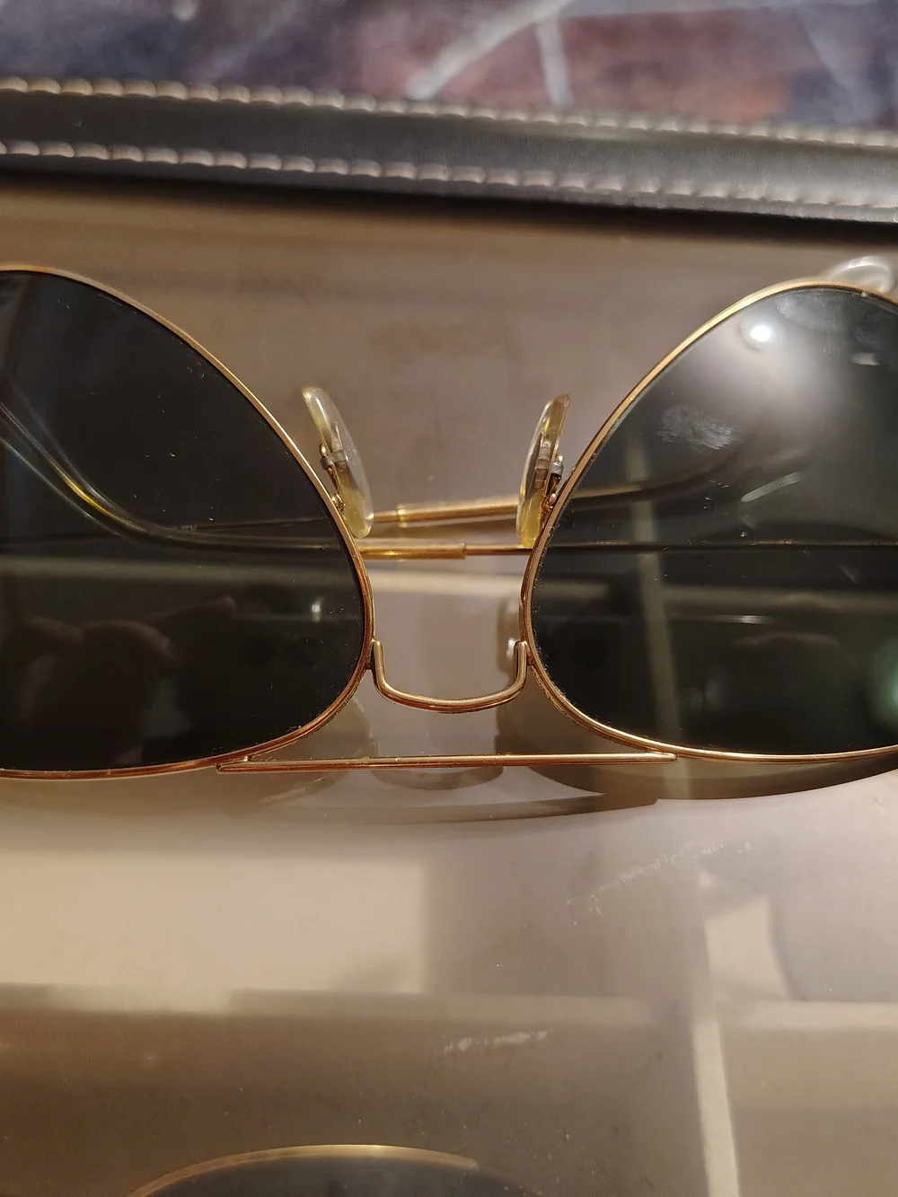 Ray-Ban Gold Frame Dark Green Lens Aviator Sunglasses